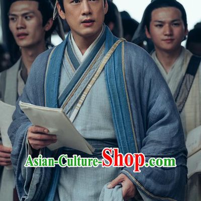 Chinese Traditional Civilian Garment Ancient Scholar Costume Romance Movie Soul Snatcher Liu Dao Ran Clothing and Headpiece