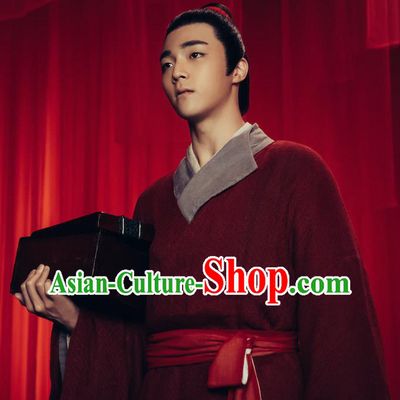Chinese Romance Movie Soul Snatcher Wang Zi Jin Clothing Traditional Young Childe Garment Ancient Scholar Red Robe Costume