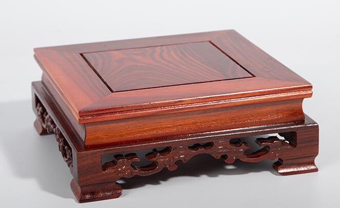 Chinese Handmade Traditional Craft Top Red Rosewood Vase Pedestal Hand Carved Square Wooden Stand Chinese Handmade Traditional Craft Top Red Rosewood Vase Pedestal Hand Carved Square Wooden Stand