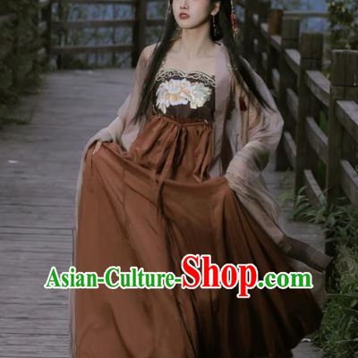 Chinese Tang Dynasty Princess Garment Costumes Traditional Hanfu Dress Ancient Court Beauty Clothing
