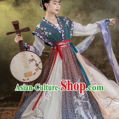 Chinese Tang Dynasty Princess Garment Costumes Traditional Flying Fairy Hanfu Dress Ancient Palace Beauty Clothing
