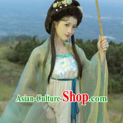Chinese Ancient Palace Beauty Clothing Tang Dynasty Princess Garment Costumes Traditional Green Hanfu Dresses