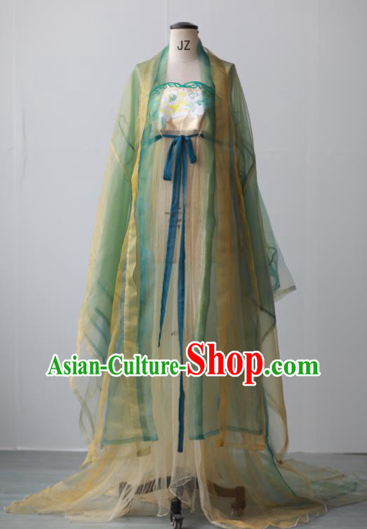 Chinese Ancient Palace Beauty Clothing Tang Dynasty Princess Garment Costumes Traditional Green Hanfu Dresses Chinese Ancient Palace Beauty Clothing Tang Dynasty Princess Garment Costumes Traditional Green Hanfu Dresses