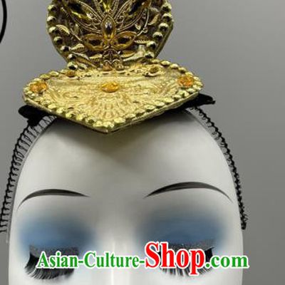 China Classical Dance Hair Jewelry Dunhuang Flying Apsaras Dance Wig Headpiece Women Group Stage Performance Headwear