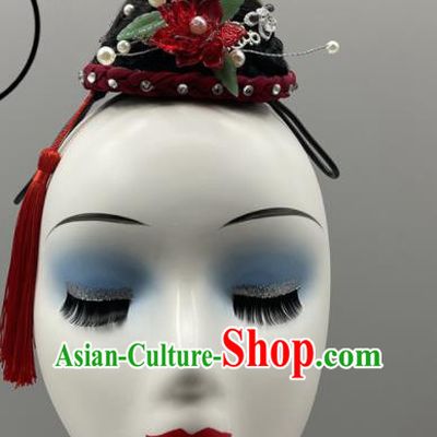 China Women Group Stage Performance Headwear Classical Dance Wig and Hair Jewelry Jiaozhou Yangko Dance Headpiece