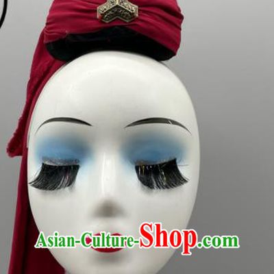 China Classical Dance Wig and Hair Jewelry Beauty Dance Hua Mulan Headpiece Women Group Stage Performance Headwear