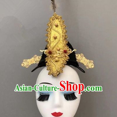 China Tang Beauty Dance Feather Headpieces Xiang Ji Dance Stage Performance Headwear Classical Dance Wig and Hair Jewelries