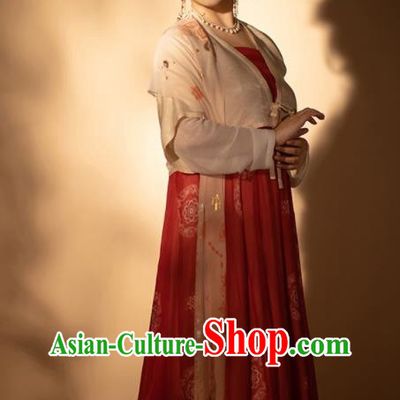 Chinese Traditional Hanfu Dresses Tang Dynasty Court Woman Costumes Ancient Goddess Clothing