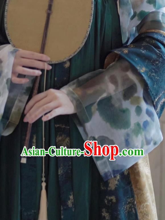 Chinese Tang Dynasty Palace Lady Costumes Ancient Royal Princess Clothing Traditional Green Hanfu Dresses