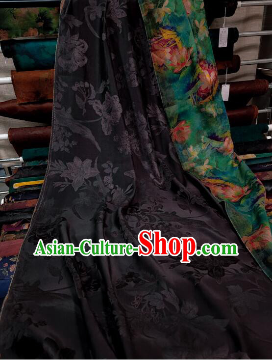 Chinese Classical Lotus Pattern Design Gambiered Guangdong Gauze Fabric Traditional Cheongsam Green Silk Material Chinese Classical Lotus Pattern Design Gambiered Guangdong Gauze Fabric Traditional Cheongsam Green Silk Material