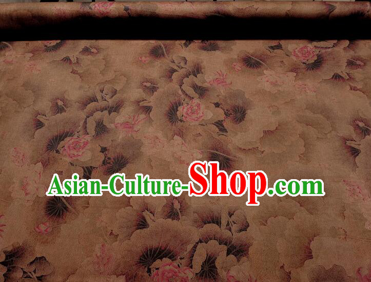 Asian Brown Silk Material Chinese Traditional Peony Pattern Design Gambiered Guangdong Gauze Fabric Asian Brown Silk Material Chinese Traditional Peony Pattern Design Gambiered Guangdong Gauze Fabric