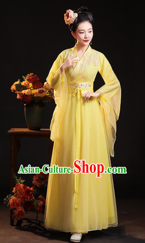 Chinese Ancient Young Mistress Clothing Traditional Yellow Hanfu Dress Song Dynasty Noble Beauty Costume Chinese Ancient Young Mistress Clothing Traditional Yellow Hanfu Dress Song Dynasty Noble Beauty Costume