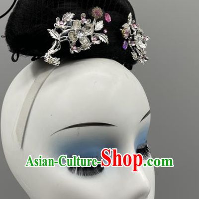 Chinese Woman Dance Competition Hair Jewelries Stage Performance Wig Chignon Classical Dance Headpiece