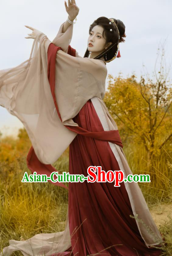 Chinese Tang Dynasty Princess Garment Costumes Traditional Dark Red Hanfu Dresses Ancient Goddess Clothing Chinese Tang Dynasty Princess Garment Costumes Traditional Dark Red Hanfu Dresses Ancient Goddess Clothing