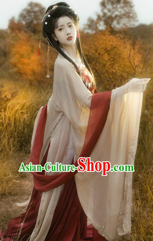 Chinese Tang Dynasty Princess Garment Costumes Traditional Dark Red Hanfu Dresses Ancient Goddess Clothing Chinese Tang Dynasty Princess Garment Costumes Traditional Dark Red Hanfu Dresses Ancient Goddess Clothing