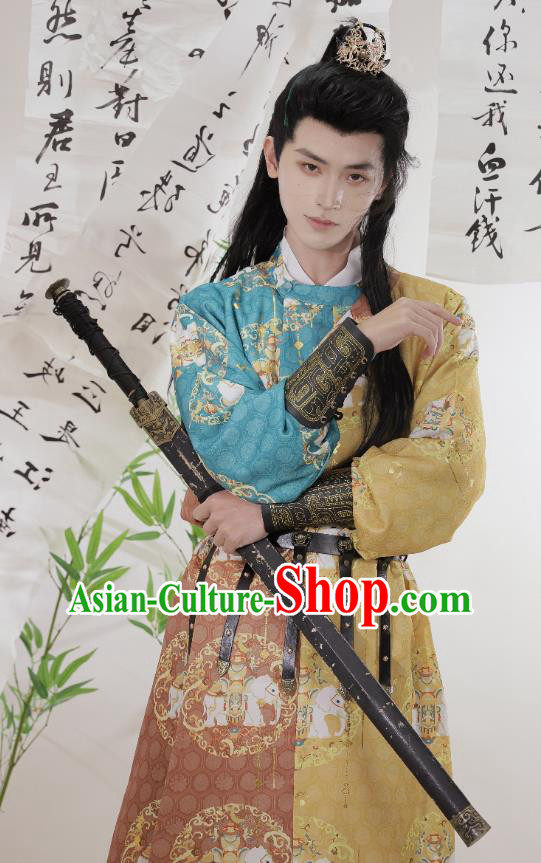 China Tang Dynasty Male Robes Traditional Hanfu Ancient Swordsman Costumes China Tang Dynasty Male Robes Traditional Hanfu Ancient Swordsman Costumes