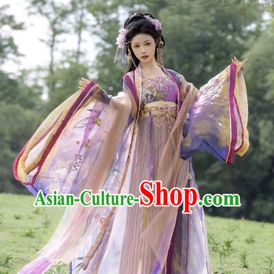 China Song Dynasty Empress Clothing Traditional Embroidered Hanfu Dresses Ancient Court Woman Purple Costumes