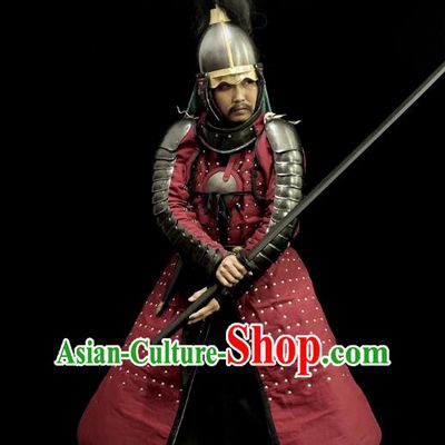 China Ancient General Clothing Traditional Ming Dynasty Warrior Costumes Armor and Helmet Complete Set