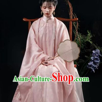 China Ming Dynasty Pink Long Gown and Skirt Traditional Hanfu Ancient Palace Princess Costumes