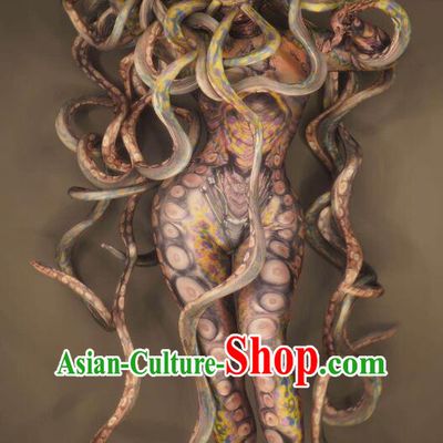Female Cosplay Octopus Bugbear Costume Halloween Fancy Ball Demon Monster Fashion
