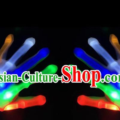 Colorful Halloween LED Gloves Cosplay Fluorescent Hand Bone Props