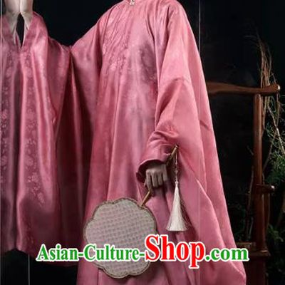 China Traditional Hanfu Fashion Ancient Ming Dynasty Replica Costumes Young Woman Pink Long Gown and Mamian Qun