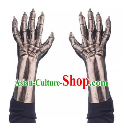 Top Halloween Demon Hand Bone Gloves Fancy Ball Devil Accessories Cosplay Skull Prop