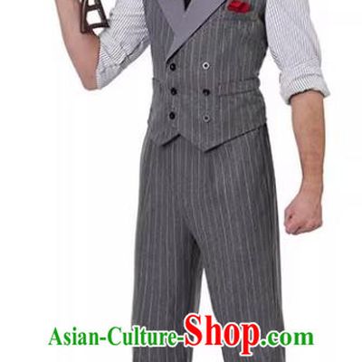 Halloween Fancy Ball Costume Cosplay Bandit Grey Suit Carnival Robber Theme Party Clothing