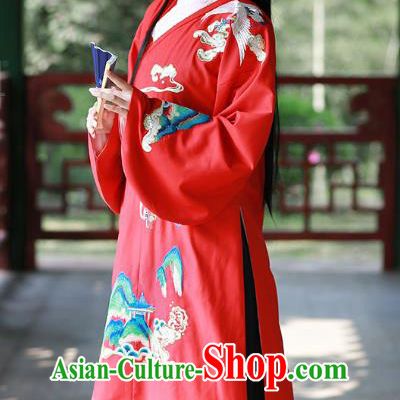 China Traditional Hanfu Red Long Gown and Black Mamian Skirt Ancient Noble Woman Costumes Ming Dynasty Historical Clothing