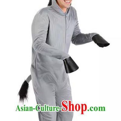 Top Stage Performance Animal Clothing Cosplay Donkey Grey Outfit Halloween Party Costume