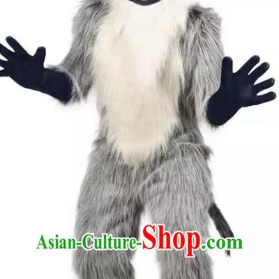 Top Stage Performance African Animal Clothing Cosplay Baboon Grey Outfit Halloween Party Costume