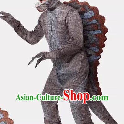 Top Halloween Party Costume Stage Performance Jurassic Dinosaur Clothing Cosplay Spinosaurus Brown Outfit
