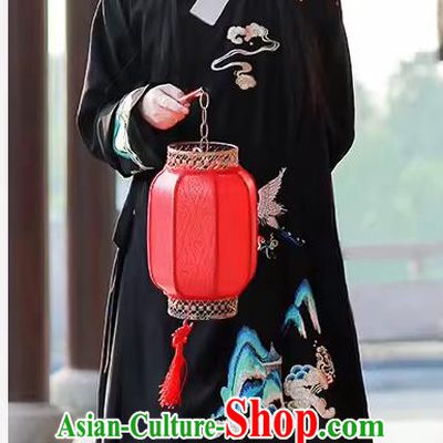 China Traditional Male Hanfu Black Long Gown and Skirt Ancient Ming Dynasty Young Childe Costumes