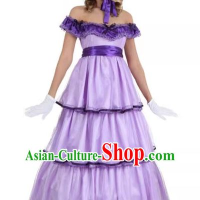 Halloween Party Costume Stage Performance Farm Mistress Clothing Princess Purple Dress