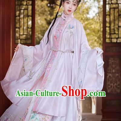 China A Dream in Red Mansions Lin Dai Yu Dress Traditional Embroidered Hanfu Ancient Ming Dynasty Young Beauty Costumes