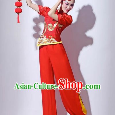 Red Festive Yangko Dance Costume Fan Dance Lantern Dance Performance Costume Short Skirt Modern Dance Costume Square Dance Skirt