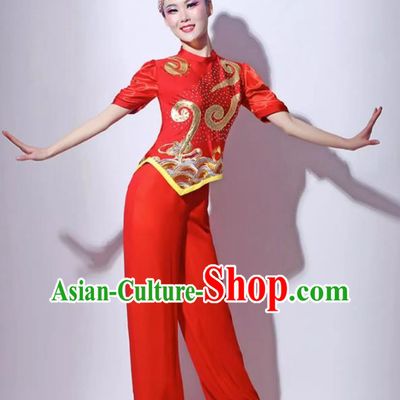 Red Festive Yangko Dance Costume Fan Dance Lantern Dance Performance Costume Short Skirt Modern Dance Costume Square Dance Skirt
