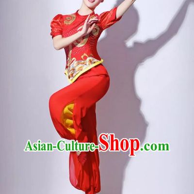 Red Festive Yangko Dance Costume Fan Dance Lantern Dance Performance Costume Short Skirt Modern Dance Costume Square Dance Skirt