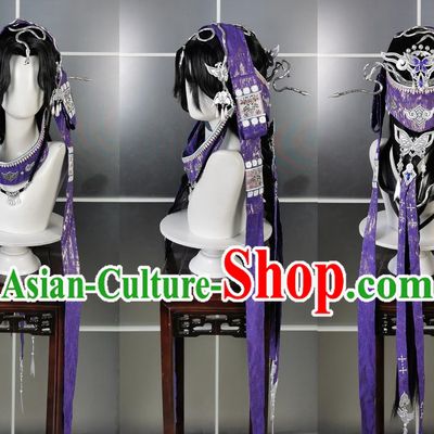 Five Poisons Adult Girl Cheng Ji Poison Sister Wig and Headdress Jianwang 3 Jian San Cosplay Headpiece