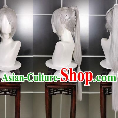 Huowu Yangyancheng Male Wig Jiansan Cosplay Headwear Wig Headgear White Hair