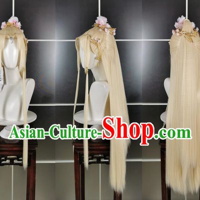 Yeyi Zhujin Adult Female Wig Headdress Jiansan Cosplay Wig Headgear Blonde Hair
