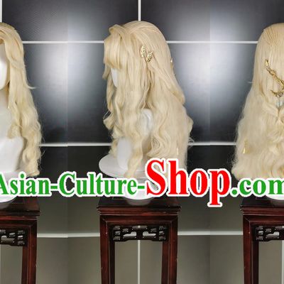 Glaze Curling Cloud Dragon Girl Jin Chengnu Wig Headdress Jiansan Cosplay Wig Blonde