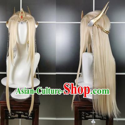 Fengguiyun Dog Jincheng Men Wig Headdress Jiansan Cosplay Wig Headgear Blonde Hair