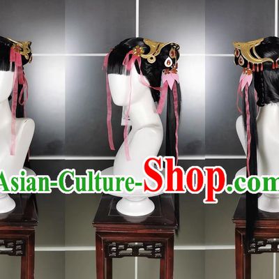 Qixiu Loli Chi Ming Xiuluo Wig and Headdress Jianwang 3 Jiansan Cosplay Headpiece