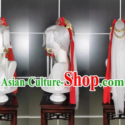 Chi Yuejianfeng Zhengtai Wig Headdress Jiansan Cosplay Headwear Wig Hair White Hair