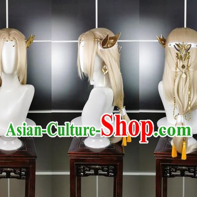 Shanting Yanyueguo Jin Zhengtai Wig Headdress Jiansan Cosplay Wig Headgear Blonde Hair