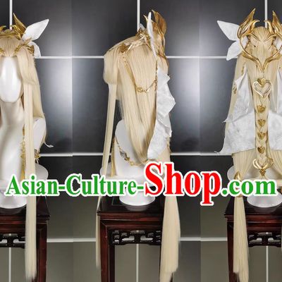 Jin Zhaohua Hujin Loli Wig Headdress Jiansan Cosplay Wig Headgear Blonde Hair