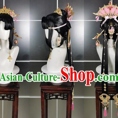 Qixiu Loli Chengji Xiuluo Wig and Headdress Jianwang 3 Jiansan Cosplay Headpiece