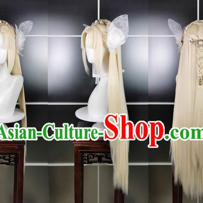 Bright Moon Butterfly Heart Fox Gold Loli Wig Headdress Jian San Cosplay Wig Headgear Blonde Hair