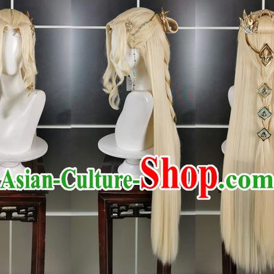 Man Juan Yun Shu Yun Jin Cheng Men Wig Headdress Jiansan Cosplay Wig Headgear Blonde Hair